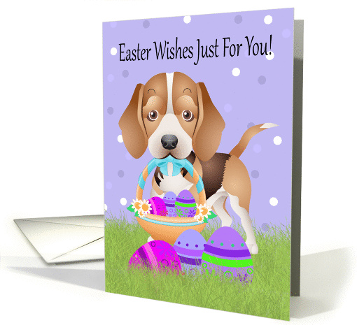 Easter With Little Beagle With Easter Basket And Eggs card (1365944)