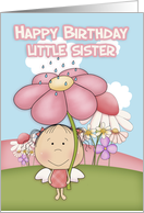 Little Sister, Little Garden Fairy With Flowers card