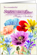 Sister-in-Law Watercolor Wild Flowers card