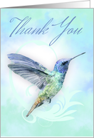 Thank You - Watercolor Hummingbird Print With Delicate Tones card