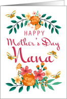 Nana, Floral wreath and floral bouquet with butterflies card