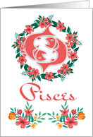 Pisces The Fish Zodiac And Floral Ring In Blended Colors card