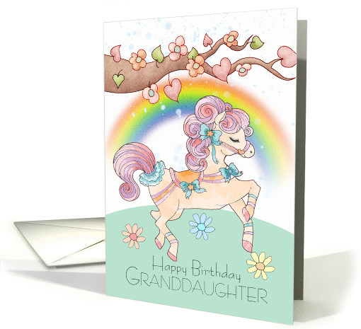 Granddaughter Birthday With A Sweet Watercolor Prancing Pony card
