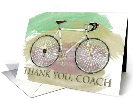 Bicycle Coach Thank You, Watercolor Drop Handlebar Bike card (1380702)