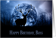 Boss, Fantasy Stag Silhouette With Trees And Glorious Sky card