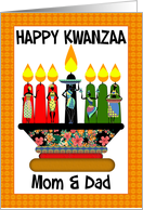 Mom & Dad, Kwanzaa Candles And Assorted Females In Pretty Outfits card