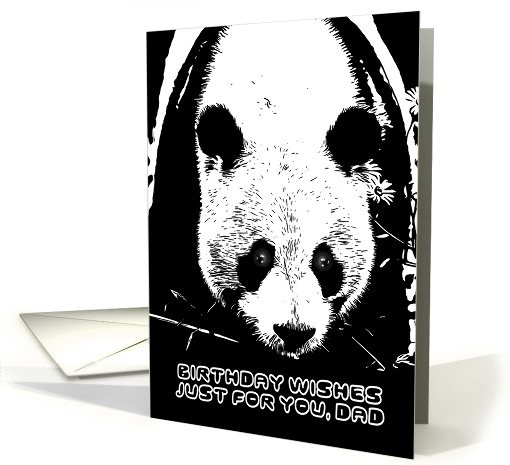 Dad Panda Bear Birthday Wishes In Black And White stylised effect card