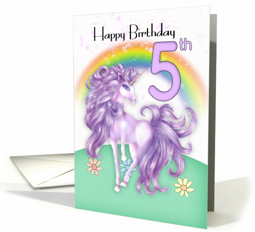 5th Birthday, Unicorn And Rainbow card (1399732)