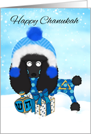 Happy Chanukah Black Poodle With Dradle And Chanukah Gift card