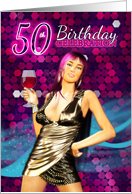 50th Birthday Party Invitation - Bling Stylish Design card