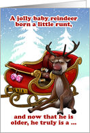 Bad Reindeer humor card, a super grumpy looking deer card