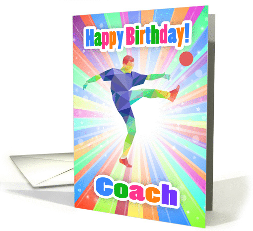 Coach, Soccer Player Birthday Colorful Abstract Pattern card (1410412)