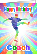 Coach, Soccer Player Birthday Colorful Abstract Pattern card