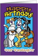 Great Granddaughter, Birthday Celebration Dogs, Lots of dogs card