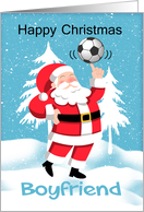 Boyfriend Soccer / Football Christmas Greeting With Snow Scene card