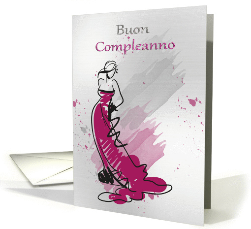 Italian Birthday Greeting With Female In A Stylish Dress card