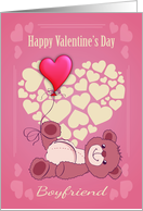 Boyfriend, Valentine’s Day With Teddy Bear And Hearts card