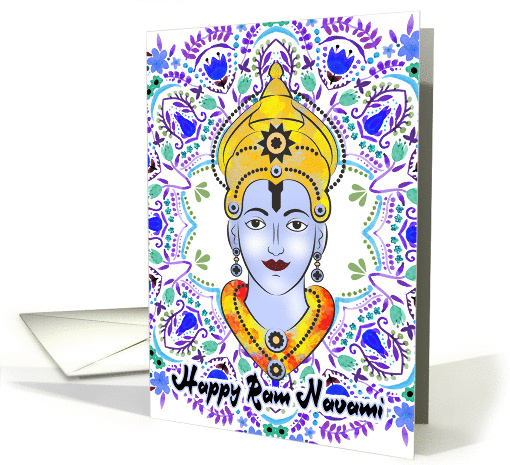 Ram Navami With Watercolor Flowers card (1428230)