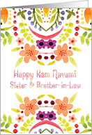 Sister & Brother-in-Law, Ram Navami With Watercolor Flowers card