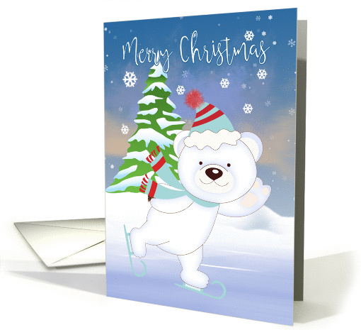 Polar Bear Skating, Christmas Polar Bear Greetings card (1450456)