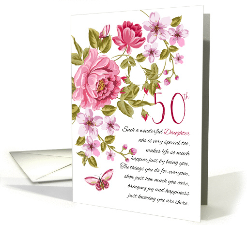 50th Birthday Daughter, Floral Daughter Birthday card (1453852)
