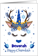 Chanukah Reindeer with Menorah Headdress card