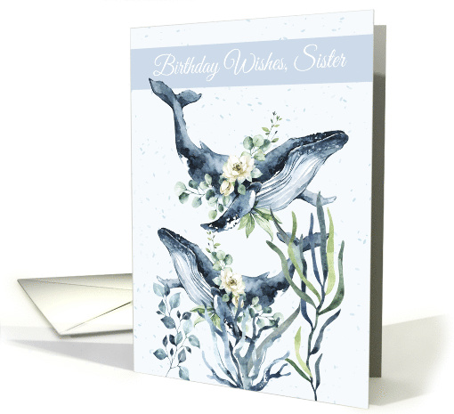 Sister Sperm Whale With Flowers Ocean Plants card (1682780)