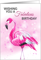 Flamingo Fabulous Birthday Wishes card