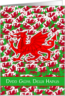 Dydd Gwyl Dewi Hapus Saint David’s Day With Scattered Welsh Flags card
