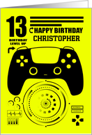 13th Birthday with Gaming Controller and Futuristic Hud Custom Name card