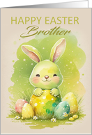 Brother Easter Rabbit with Easter Eggs and Daisies card