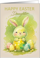 Daughter Easter Rabbit with Easter Eggs and Daisies card