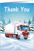 Thank you Christmas White Truck with Red Holiday Trim card