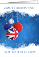 Union Jack British Christmas Greeting with Hanging Baubles card