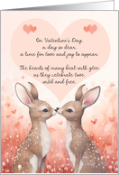 Valentine’s Day with Two Loving Deer and a Large Heart with Sentiment card