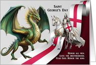 Happy Saint George’s Day with Dragon and Saint George on Horseback card