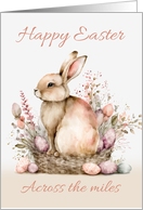 Across the Miles Easter Rabbit and Eggs in Pink Subtle Tones card