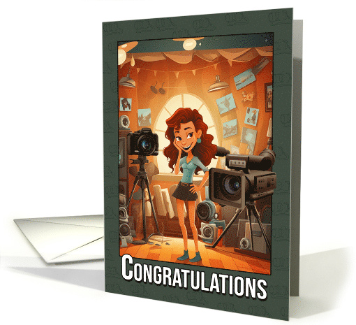 New Photography Studio Congratulations with Cartoon Photo Studio card