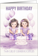 Great Granddaughters Birthday Twin Little Girls Party Cake card