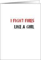 Female Firefighter New Job Congratulations Distressed Typography Humor card