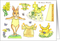 Paper Doll Ballerina Bunny Easter nostalgic kids activity card