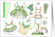 Paper Doll Ballerina Bunny May Birthday nostalgic kids activity card