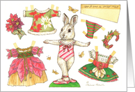 Paper Doll Ballerina Bunny December Birthday nostalgic kids activity card