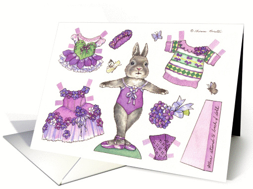 Birthday Violets Ballerina Bunny Paper Doll card (1360688)
