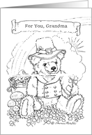 Grandma Kids’ Coloring St. Patrick’s Day card teddy bear rainbow card