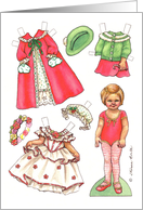 Christmas Paper Doll Old Fashioned Girl Kids Activity card