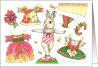 Christmas Ballerina Bunny Paper Doll costumes kids activity card