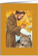 St Francis of Assisi Blessing Wolf Blank Note card