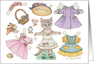 Nostalgic Kitty Cat Easter Paper Doll card