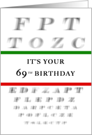 Happy 69th Birthday, Eye Chart card